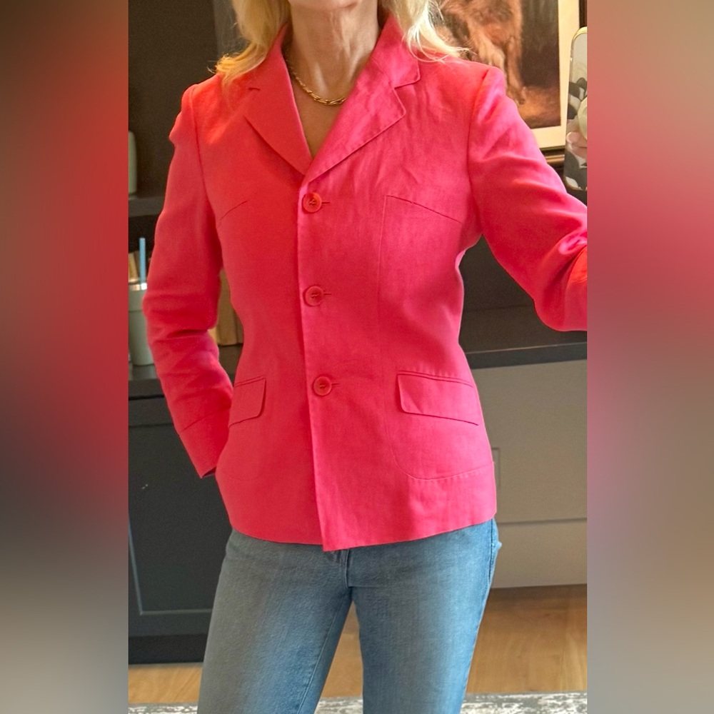 Talbot’s Pink Irish Linen Blazer Jacket Women’s 6P NWT Preppy Classic hot Pink - Picture 10 of 10